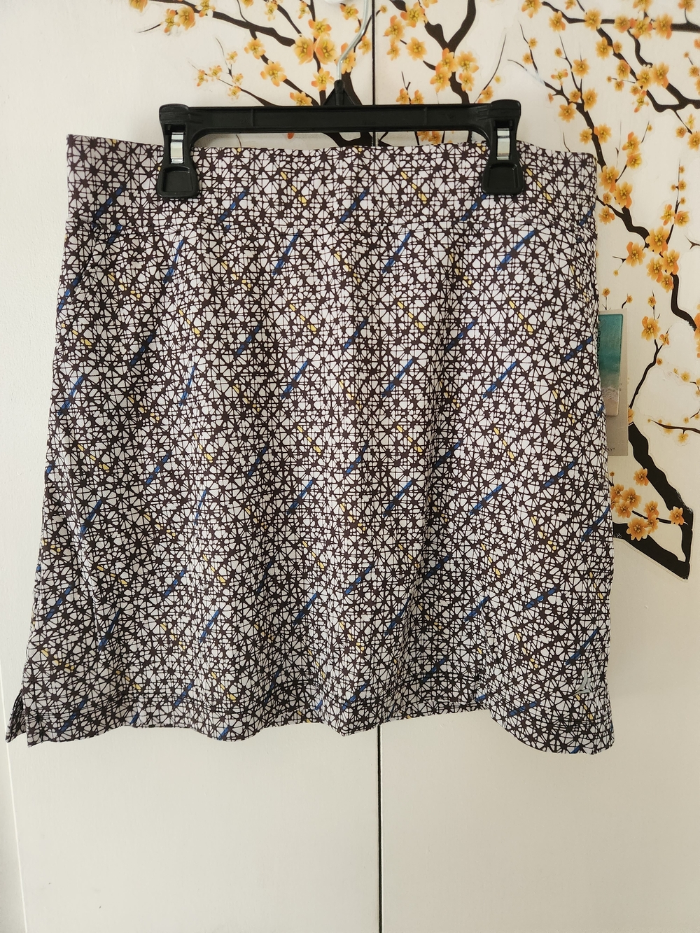 Printed Mini Skirt in Black, White & Blue